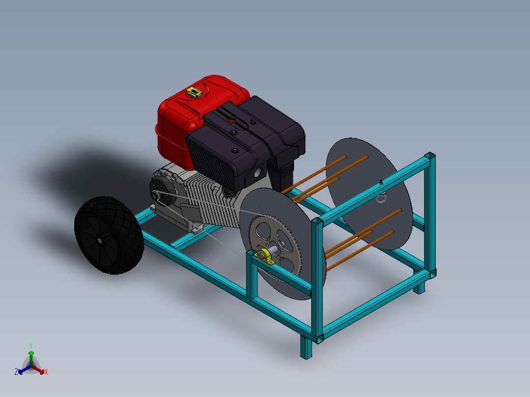 绞车 卷扬机 (27)正等轴测图