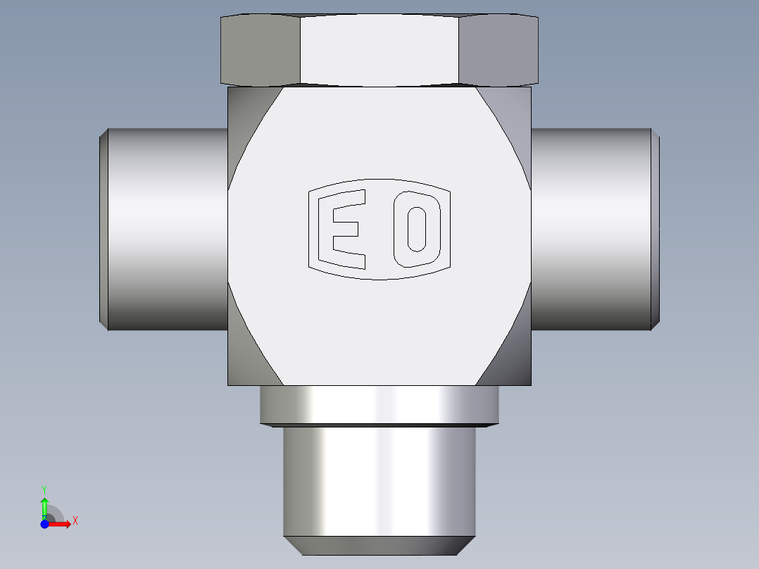 卡套式工业通用硬管接头EO_High_pressure_banjo_tee_TH14SROMD71前视图
