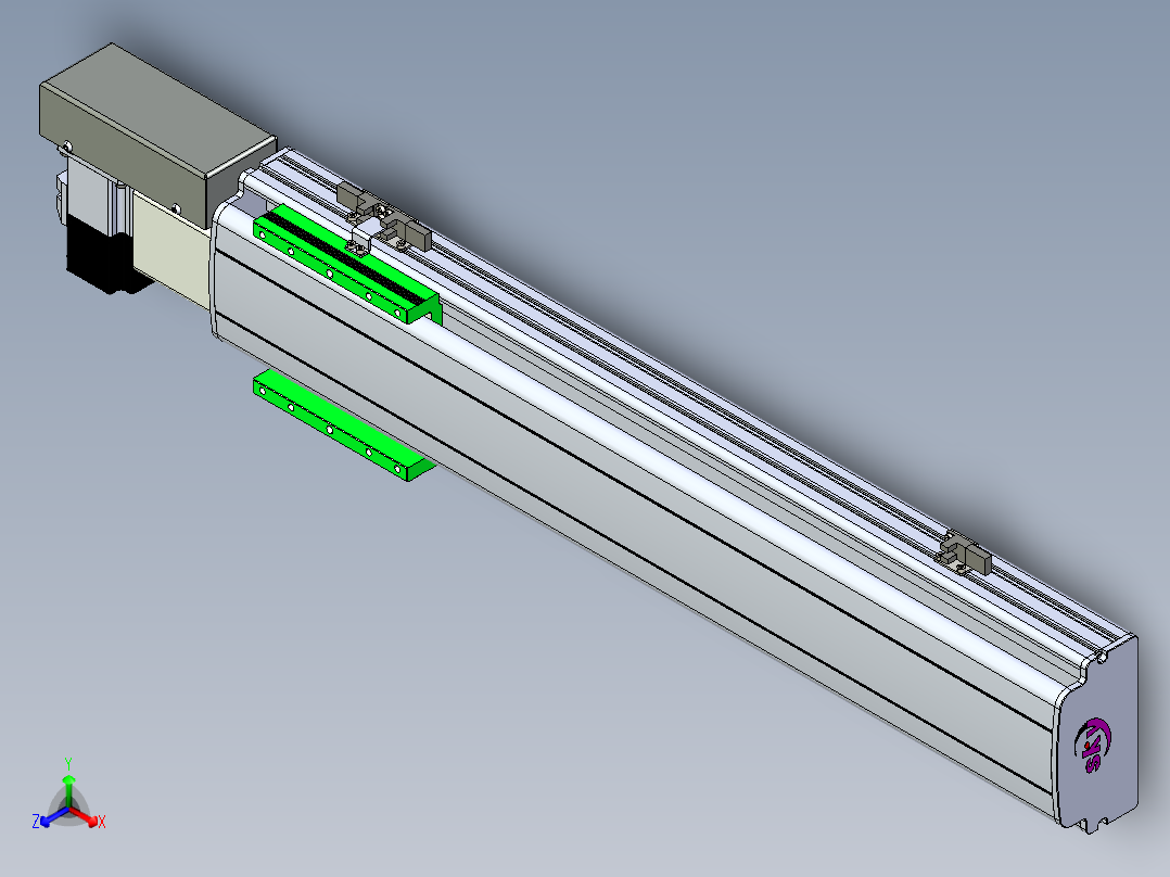 同步带滑台-半封闭B13H-L45-S500-R-P40-D3正等轴测图