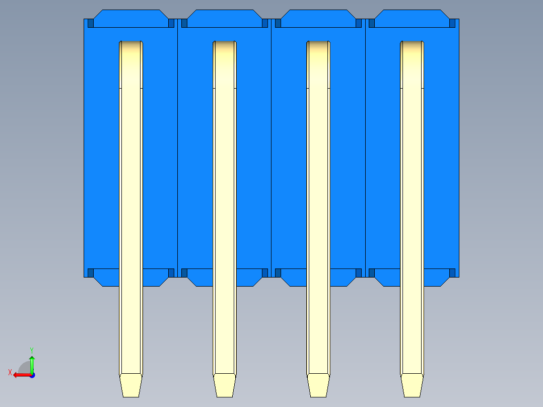 彩色公排针 100mil 2.54mm 系列-DS1022_blue_3x04p_100mil_TypeD_rev1.0后视图