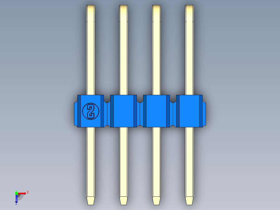 彩色公排针 100mil 2.54mm 系列-DS1022_blue_3x04p_100mil_TypeD_rev1.0俯视图