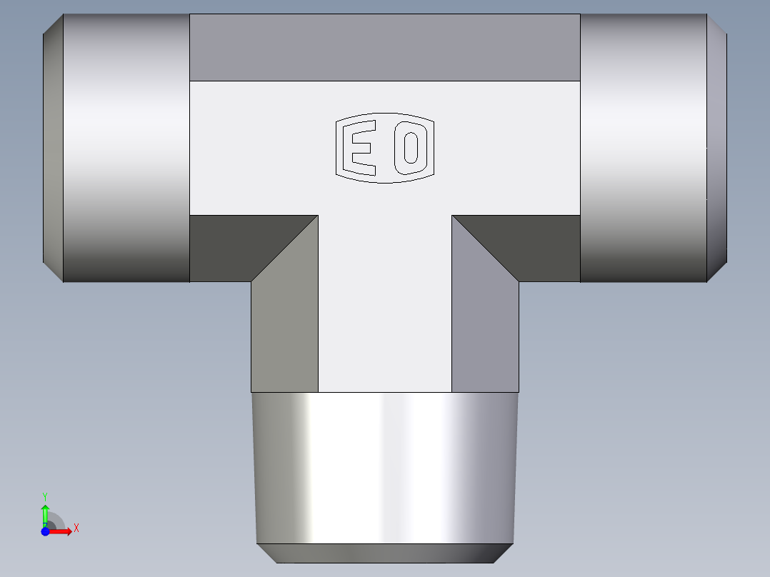 卡套式工业通用硬管接头EO_Male_stud_run_tee_TE15LRCFX前视图