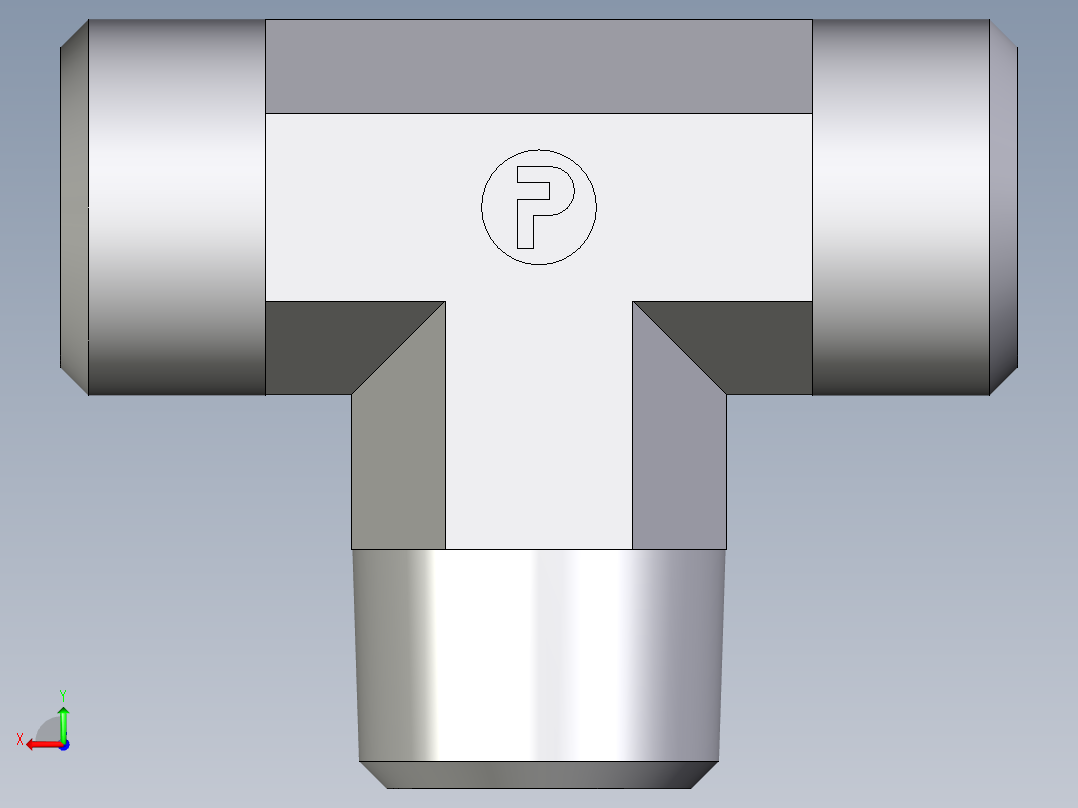 卡套式工业通用硬管接头EO_Male_stud_run_tee_TE15LRCFX后视图