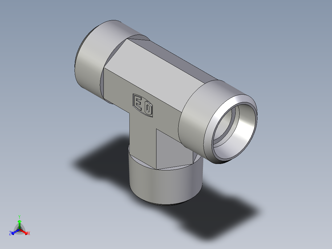 卡套式工业通用硬管接头EO_Male_stud_run_tee_TE15LRCFX正等轴测图