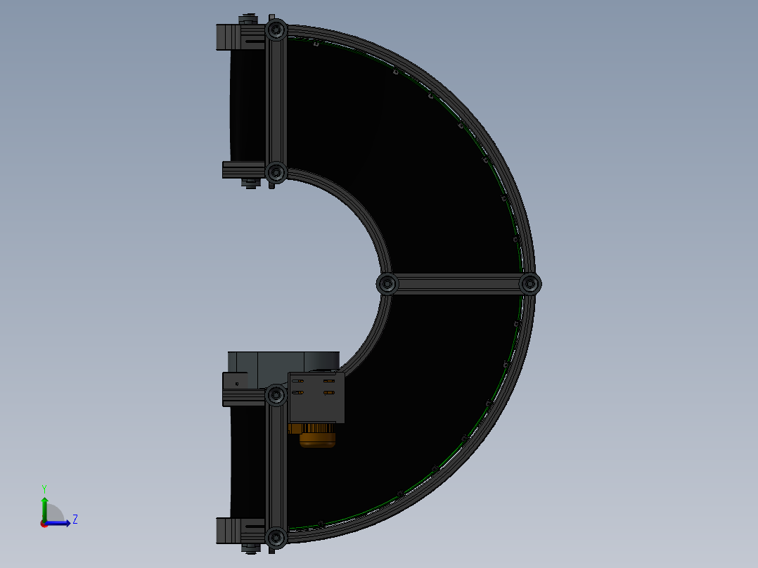 皮带转弯机180度转弯输送机3D模型左视图