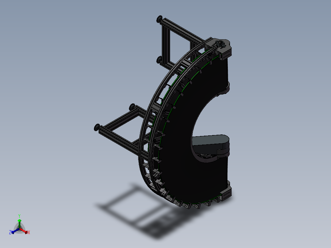 皮带转弯机180度转弯输送机3D模型正等轴测图