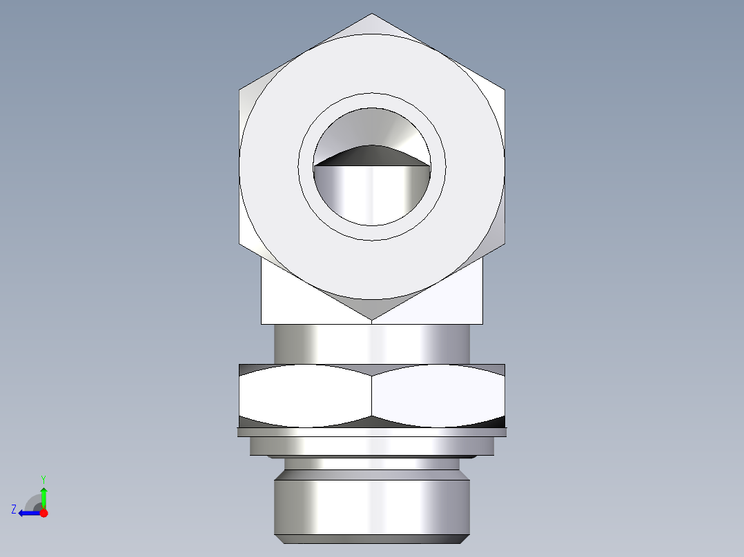卡套式工业通用硬管接头EO_Adjustable_Locknut_elbow_WEE20ZSRCF右视图