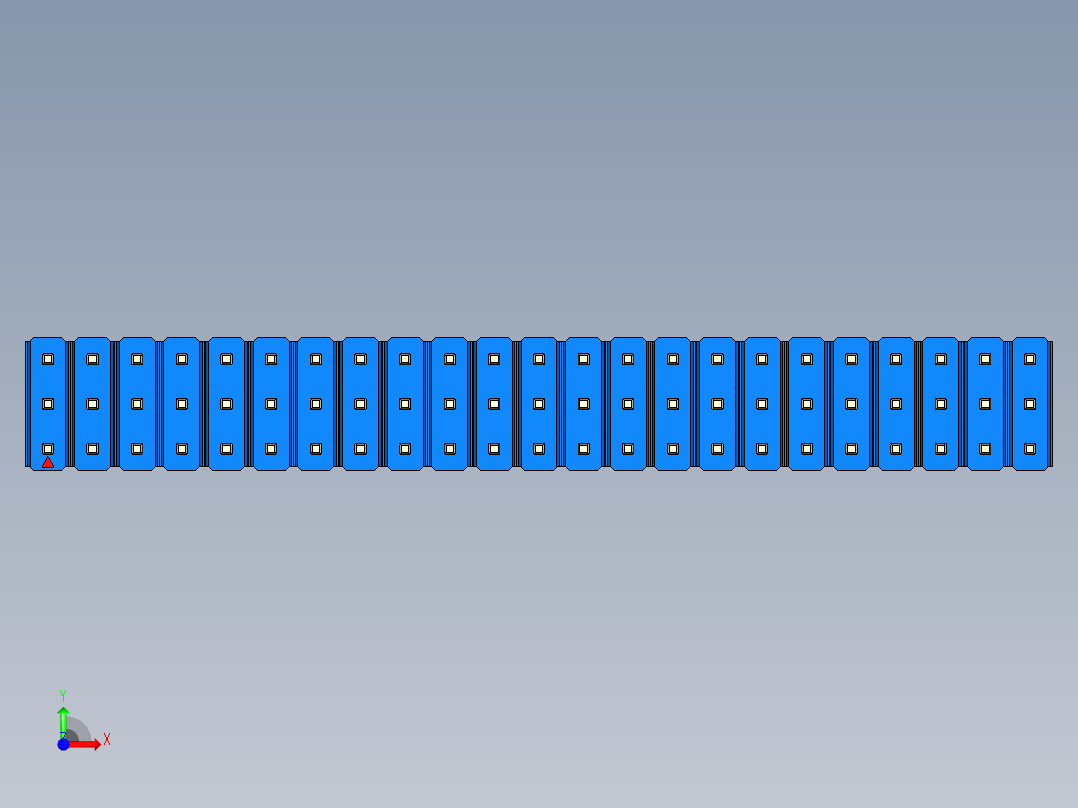 彩色公头100mil（2.54mm）系列-DS1021_blue_3x23p_100mil_Type1_rev1.0前视图
