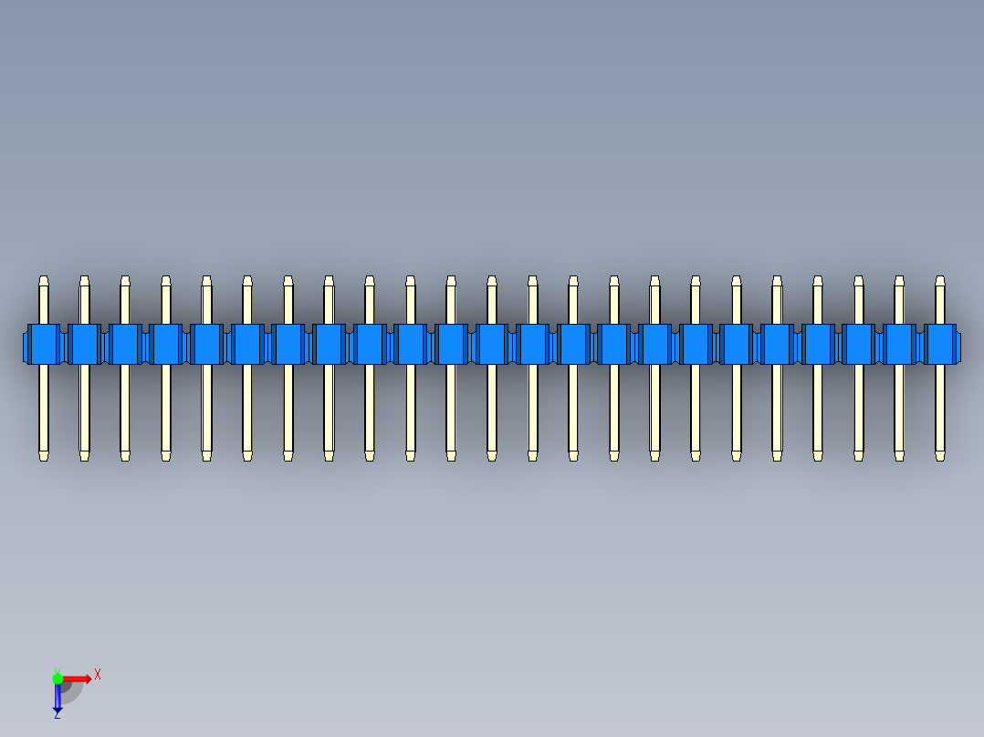 彩色公头100mil（2.54mm）系列-DS1021_blue_3x23p_100mil_Type1_rev1.0俯视图