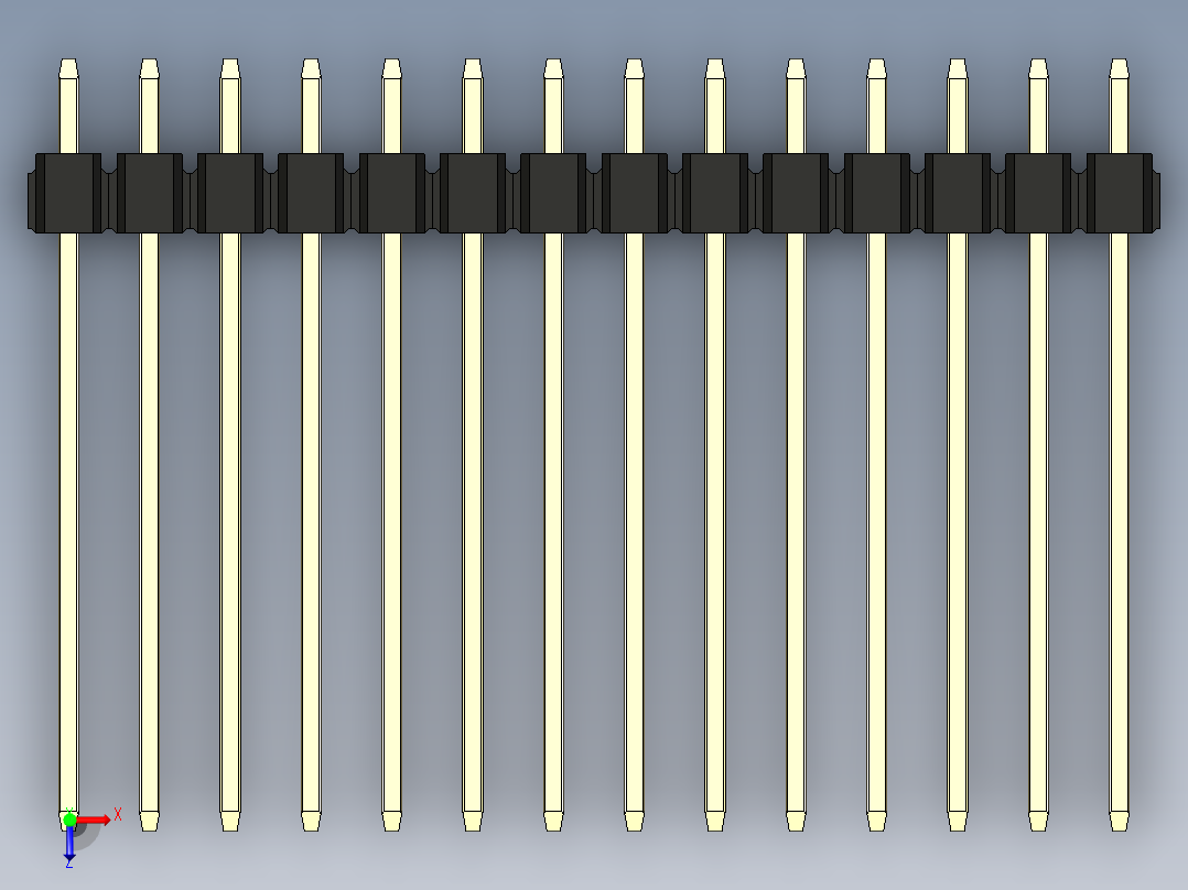 彩色公头100mil（2.54mm）系列-DS1021_black_1x14p_100mil_Type19_rev1.0俯视图