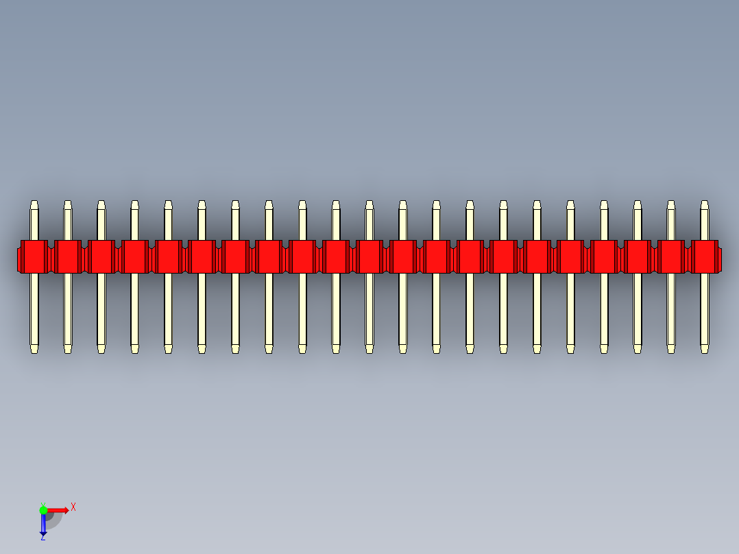 彩色公头100mil（2.54mm）系列-DS1021_red_2x21p_100mil_Type1_rev1.0俯视图