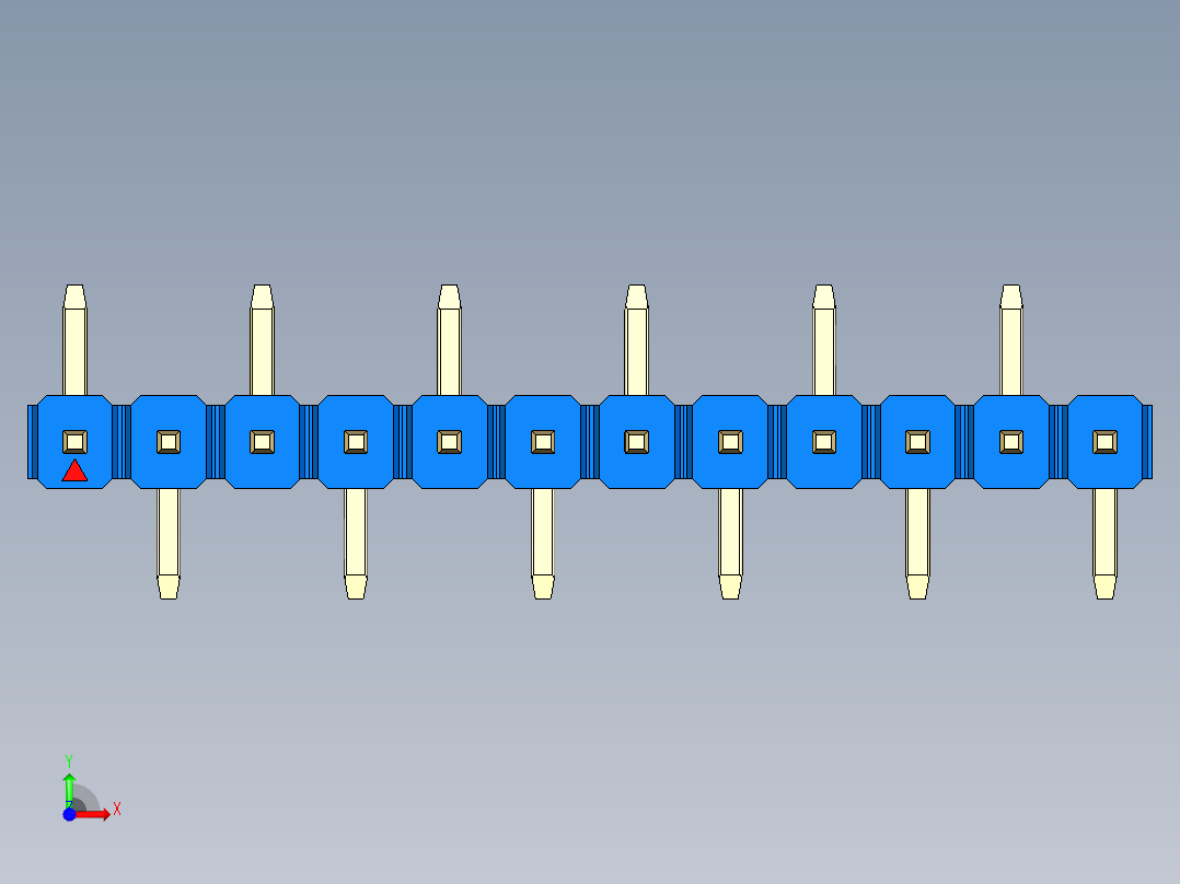 彩色公排针 100mil 2.54mm 系列-DS1022_blue_12p_100mil_Type_SMT_R1_rev1.0前视图