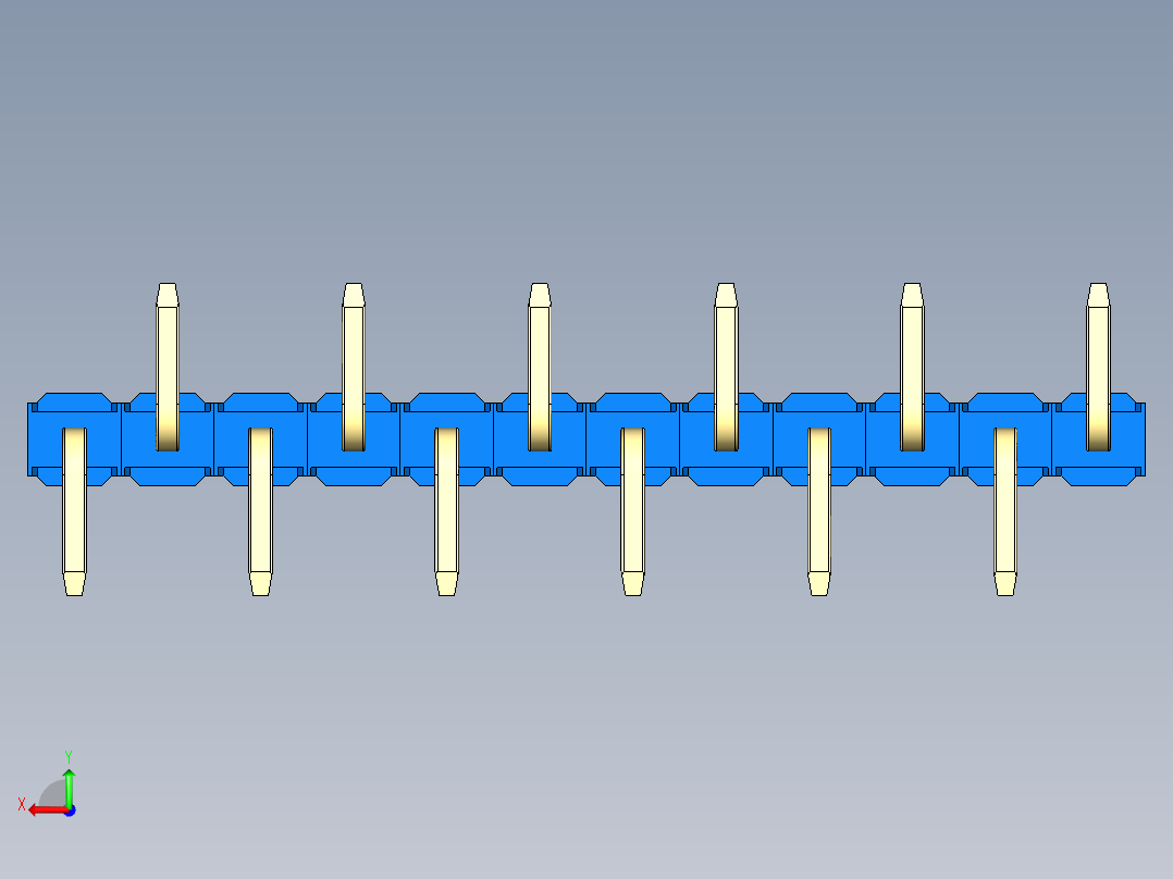 彩色公排针 100mil 2.54mm 系列-DS1022_blue_12p_100mil_Type_SMT_R1_rev1.0后视图