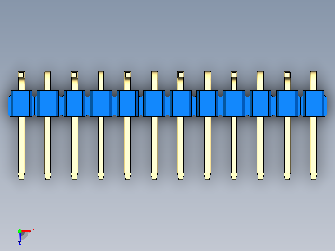 彩色公排针 100mil 2.54mm 系列-DS1022_blue_12p_100mil_Type_SMT_R1_rev1.0俯视图