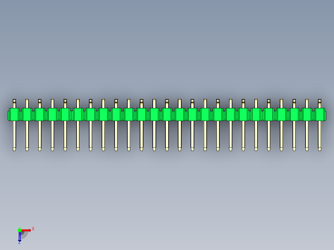 彩色公排针 100mil 2.54mm 系列-DS1022_green_25p_100mil_Type_SMT_R1_rev1.0俯视图