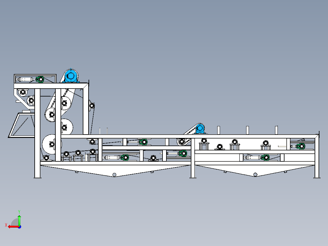 带式压滤机三维模型后视图