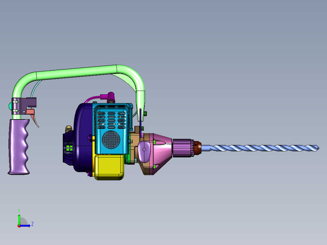 大功率专业墙壁燃油镐左视图