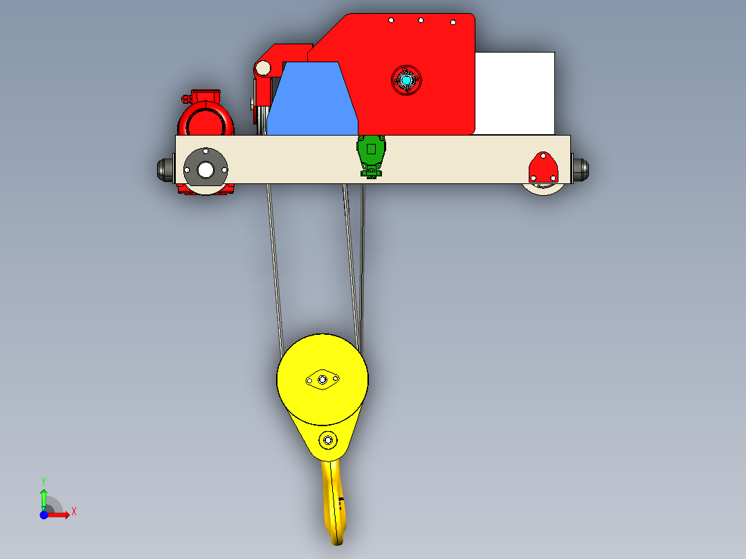 Palan天车又称桥式起重机3D数模图纸 STEP格式前视图