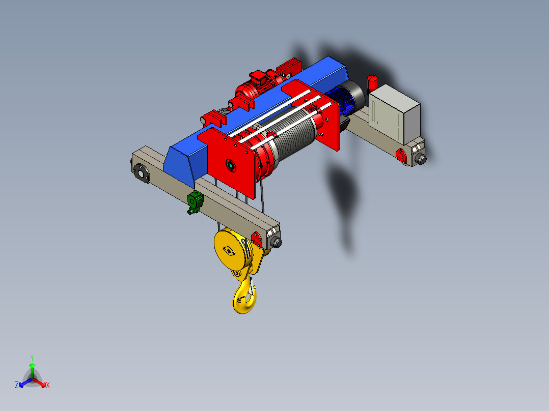 Palan天车又称桥式起重机3D数模图纸 STEP格式正等轴测图