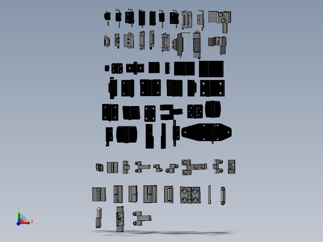铰链（合页）模型设计 3D图 机械设备设计素材3D模型素材主视图