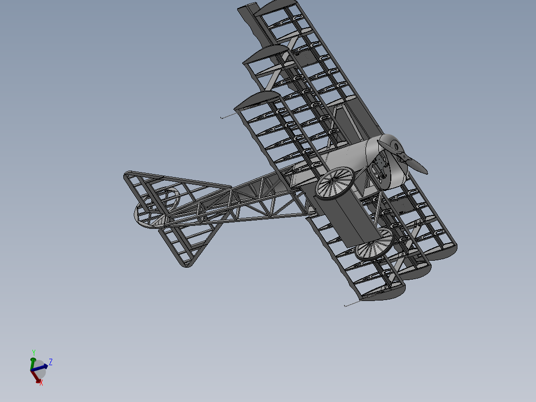 F 福克三翼机 14比例遥控航模<span style='color: red'>飞机</span> 机械设计参考资料 3D建模