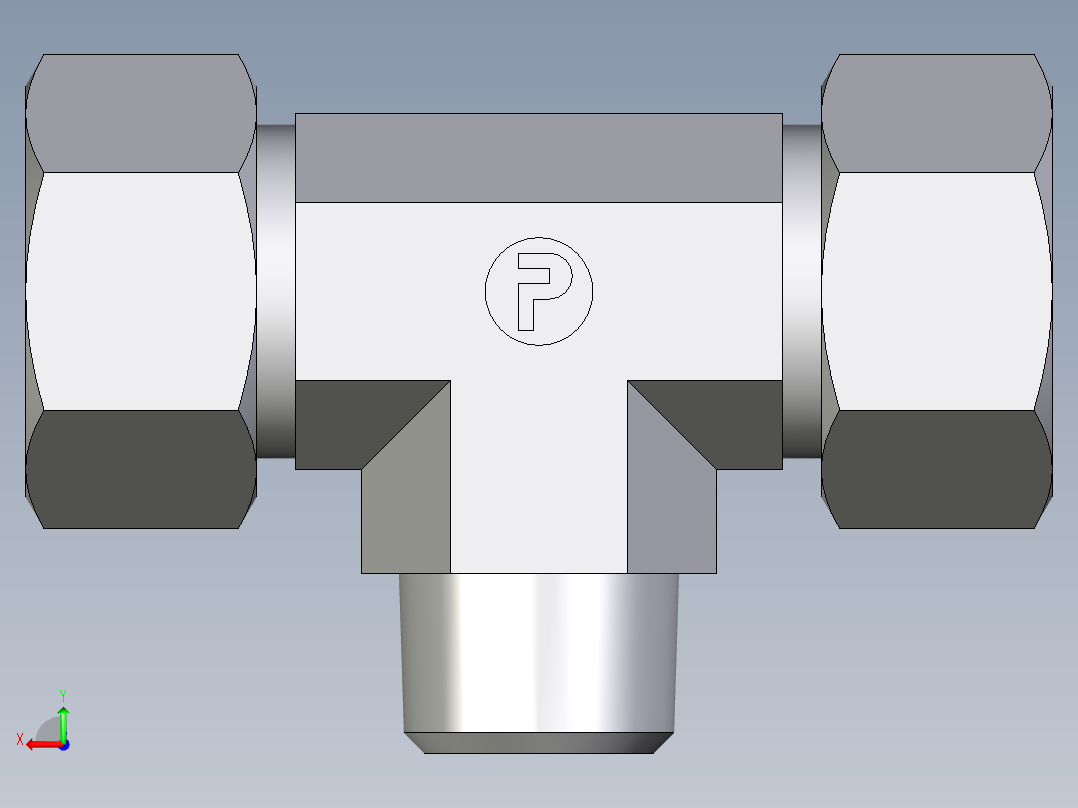 卡套式工业通用硬管接头EO_Male_stud_run_tee_TE18LRCF后视图