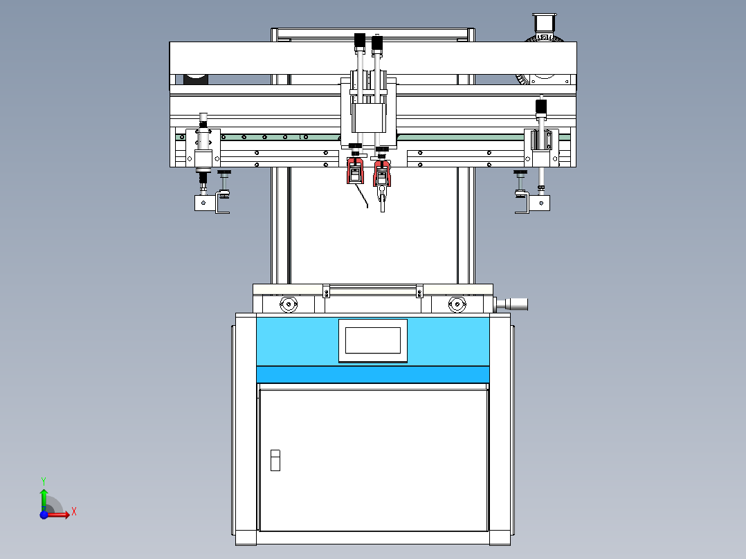 平面丝网印刷机三维SW模型1341898前视图