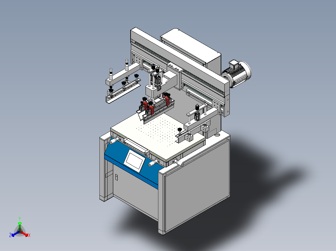 平面丝网印刷机三维SW模型1341898正等轴测图
