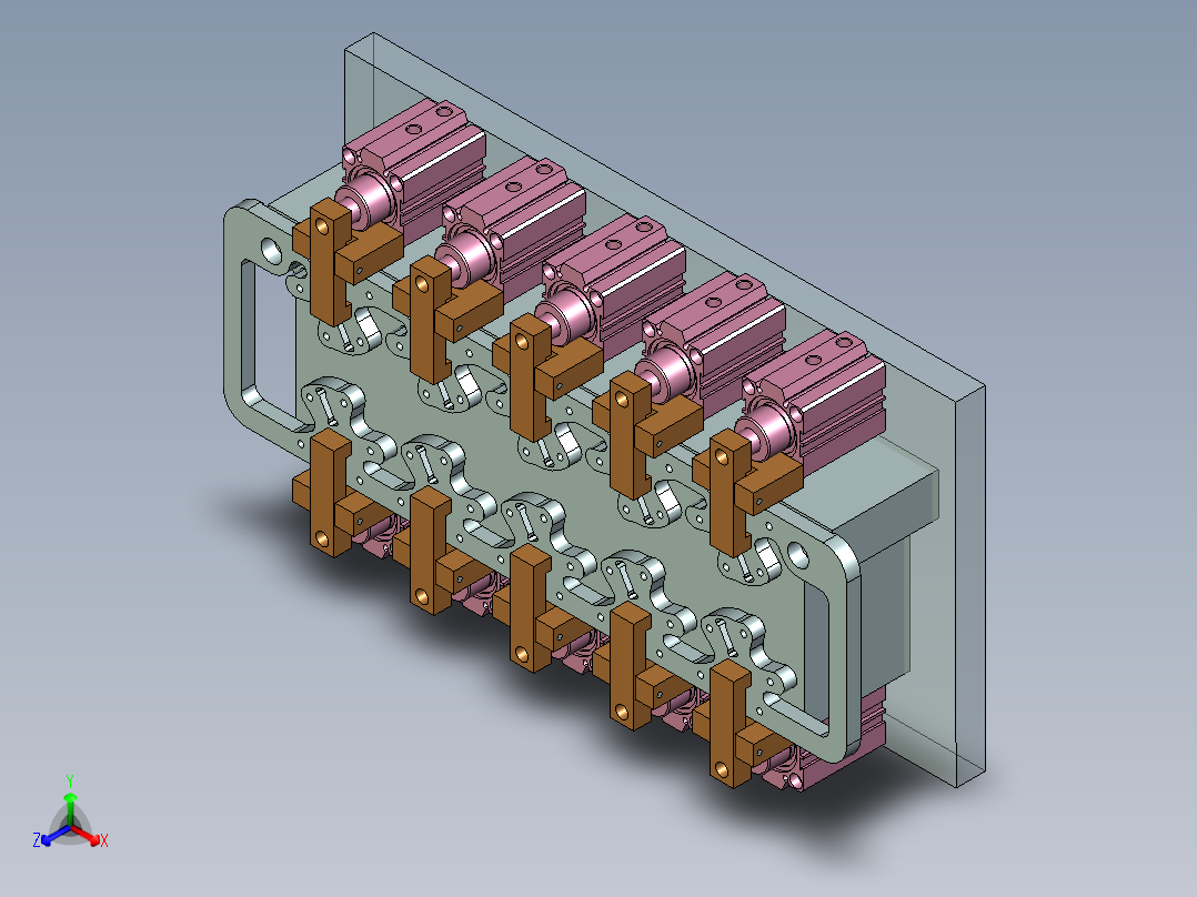风扇底壳-互换板方式夹具正等轴测图