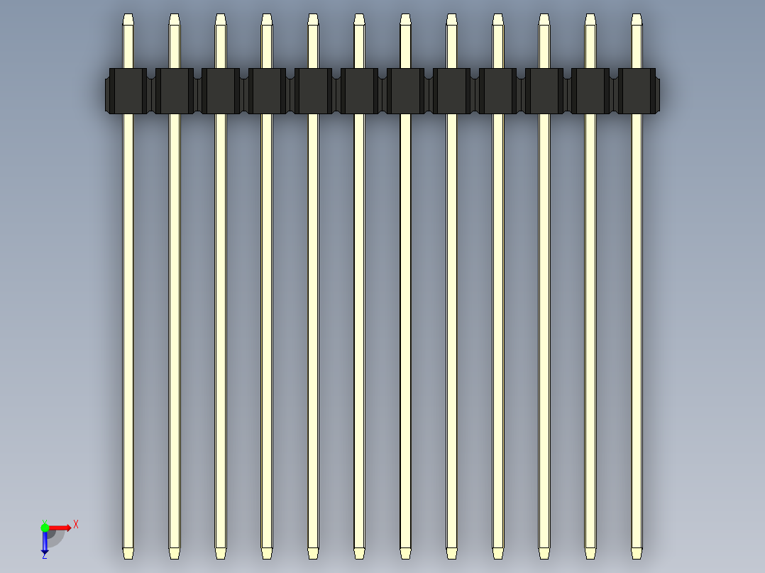 彩色公头100mil（2.54mm）系列-DS1021_black_1x12p_100mil_Type43_rev1.0俯视图