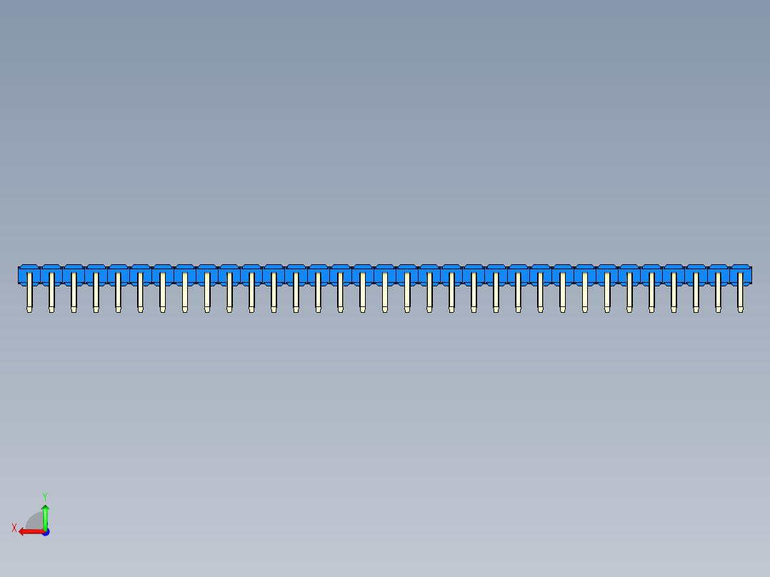 彩色公排针 100mil 2.54mm 系列-DS1022_blue_1x33p_100mil_TypeD_rev1.0后视图