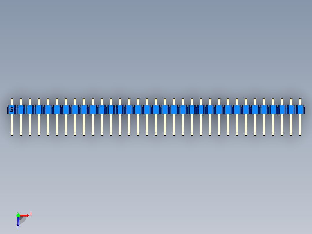 彩色公排针 100mil 2.54mm 系列-DS1022_blue_1x33p_100mil_TypeD_rev1.0俯视图