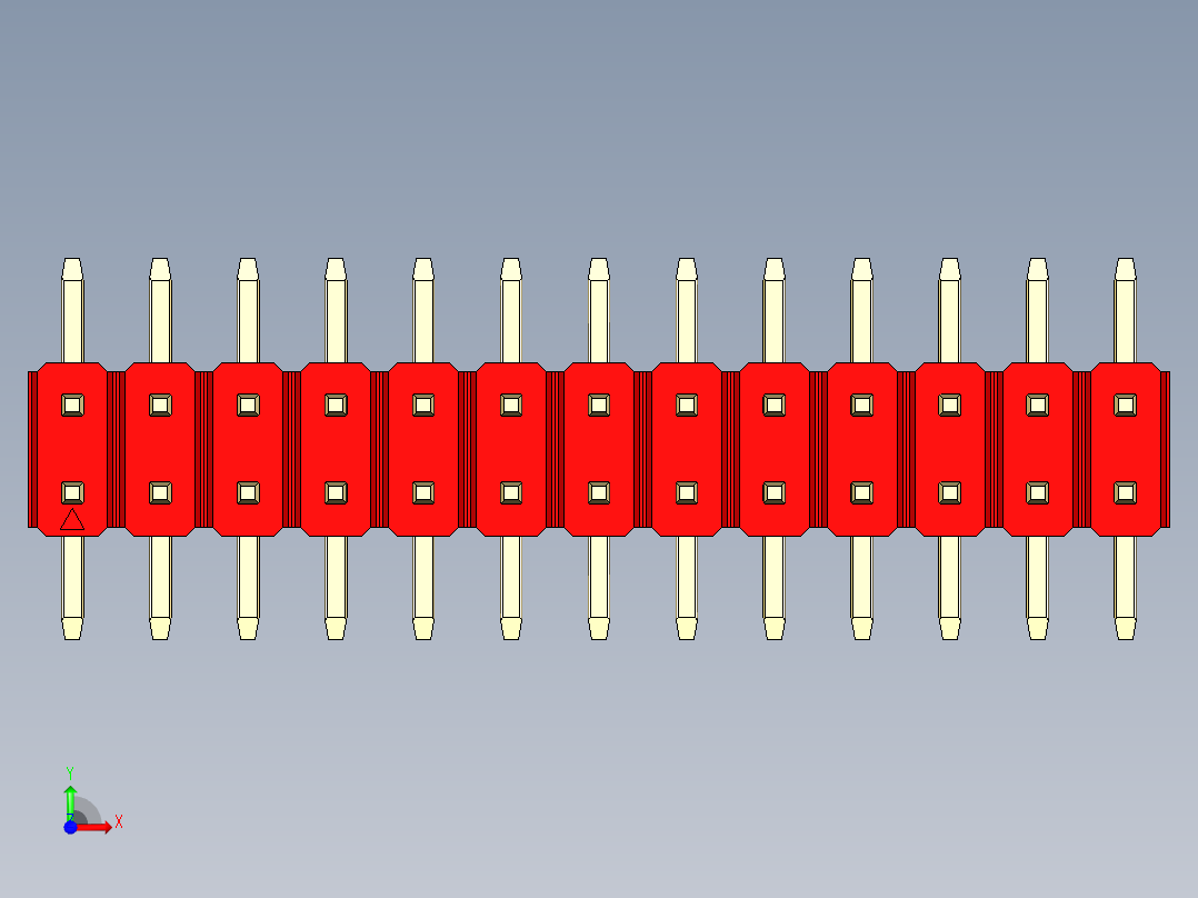 彩色公排针 100mil 2.54mm 系列-DS1022_red_26p_100mil_TypeSMT_rev1.0前视图