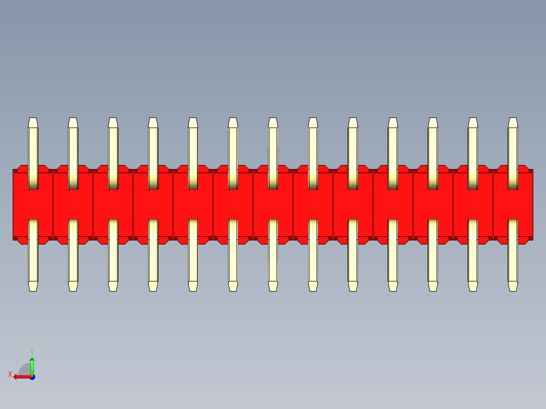 彩色公排针 100mil 2.54mm 系列-DS1022_red_26p_100mil_TypeSMT_rev1.0后视图