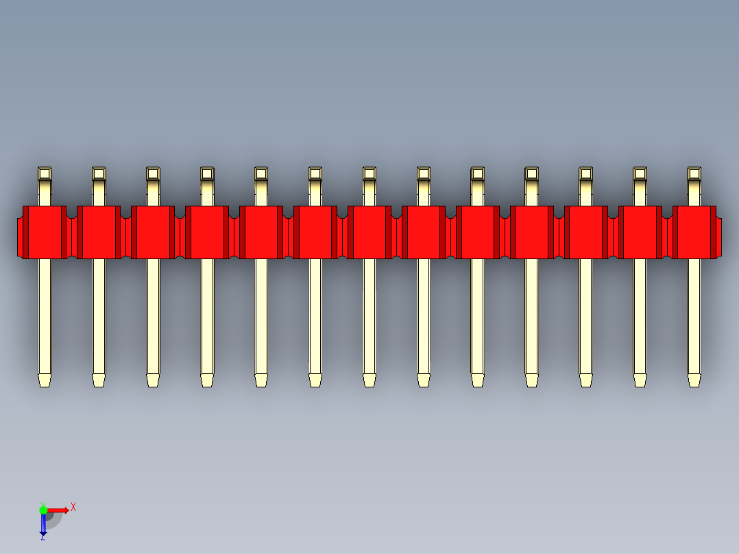 彩色公排针 100mil 2.54mm 系列-DS1022_red_26p_100mil_TypeSMT_rev1.0俯视图