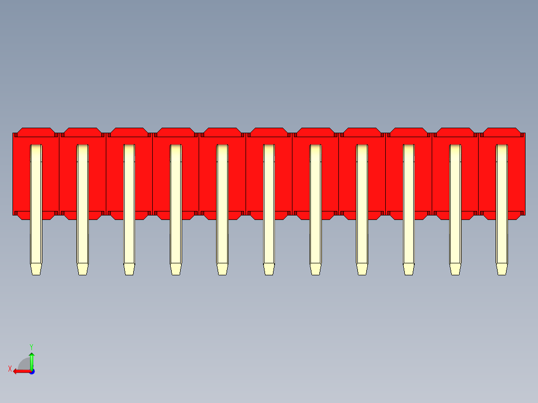 彩色公排针 100mil 2.54mm 系列-DS1022_red_2x11p_100mil_TypeD_rev1.0后视图