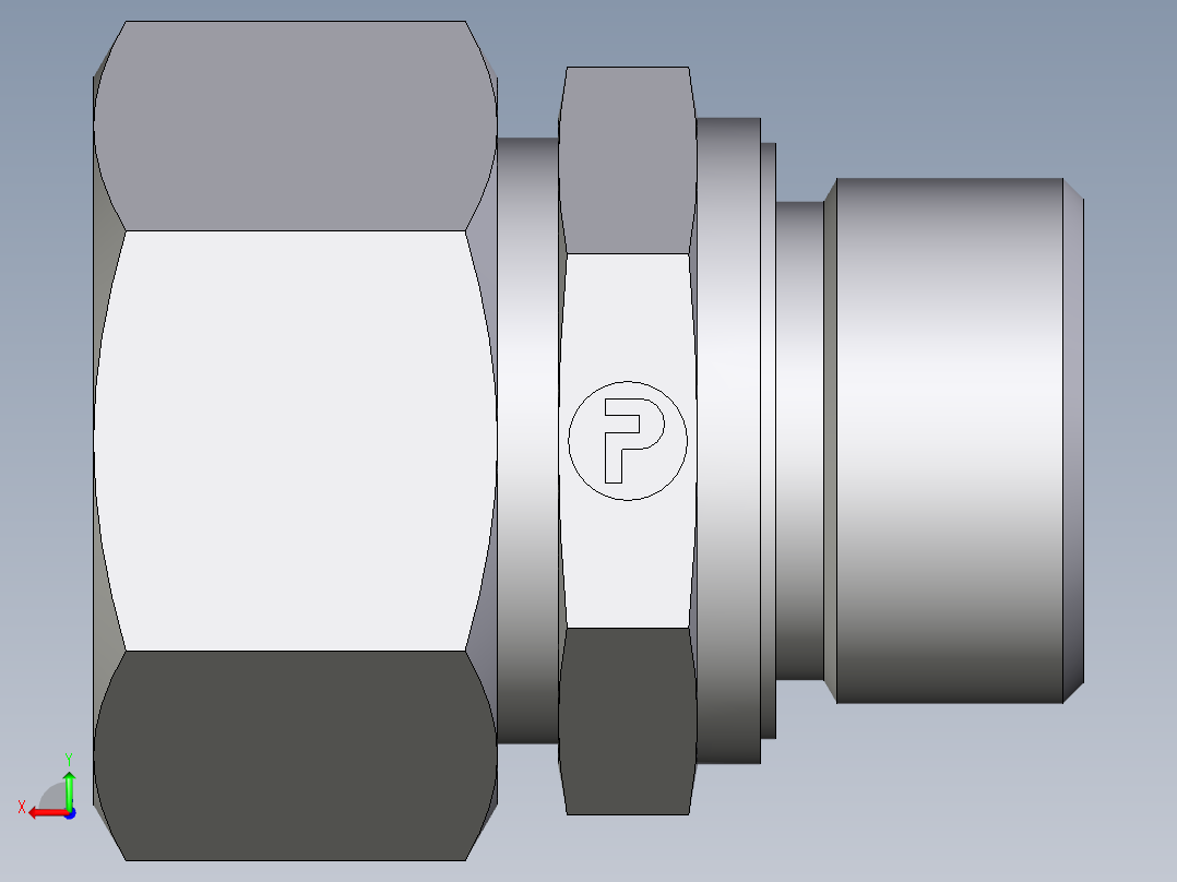 卡套式工业通用硬管接头EO_Male_Stud_connector_GE22ZLMED71后视图