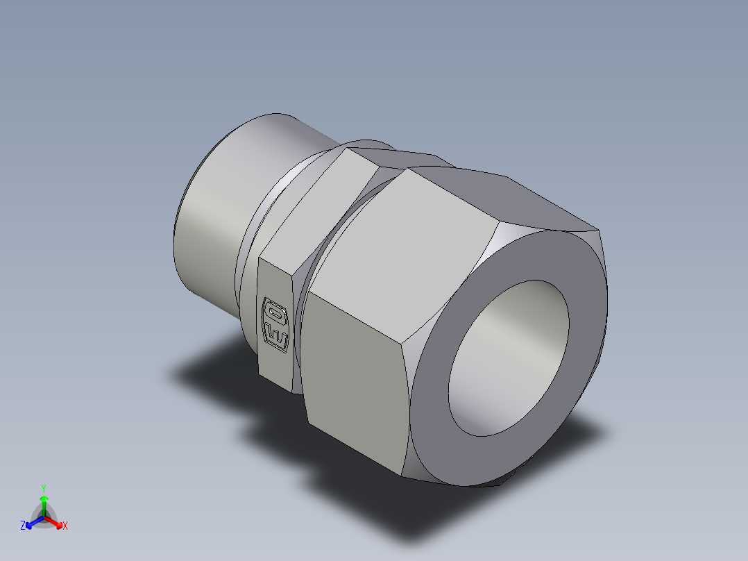 卡套式工业通用硬管接头EO_Male_Stud_connector_GE22ZLMED71正等轴测图