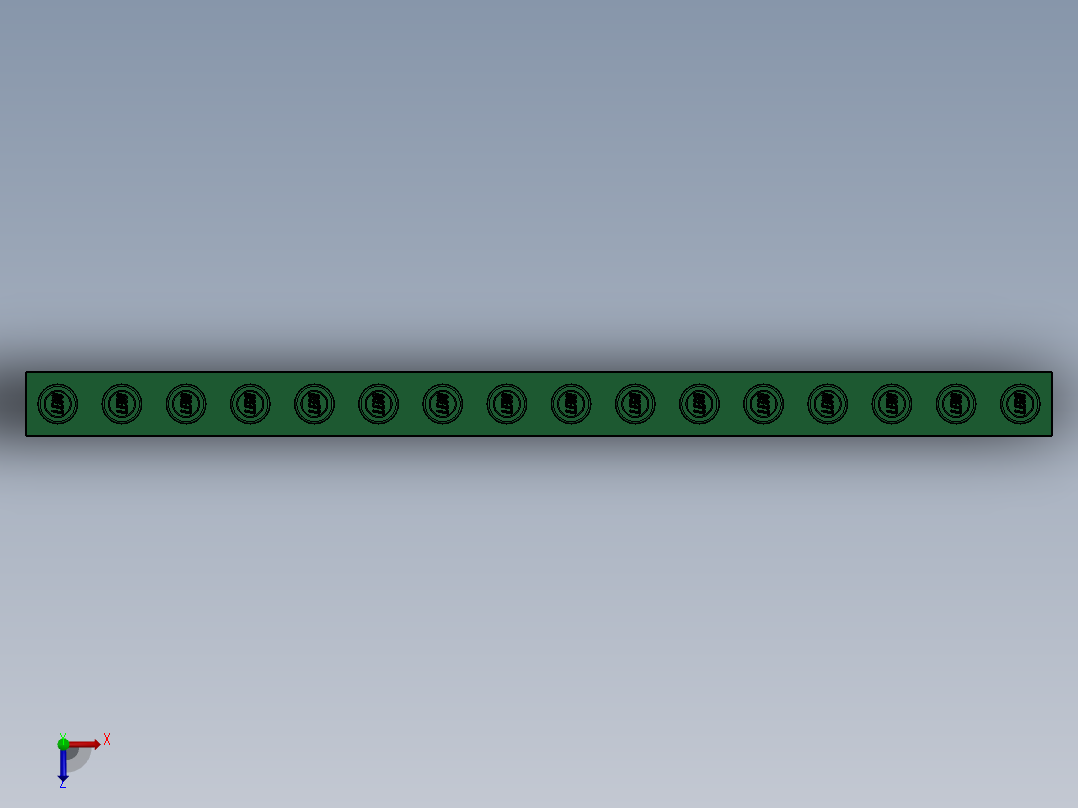 乐高机械组积木（横梁）-3703 Dark Green Technic Brick 1 x 16 with Holes俯视图