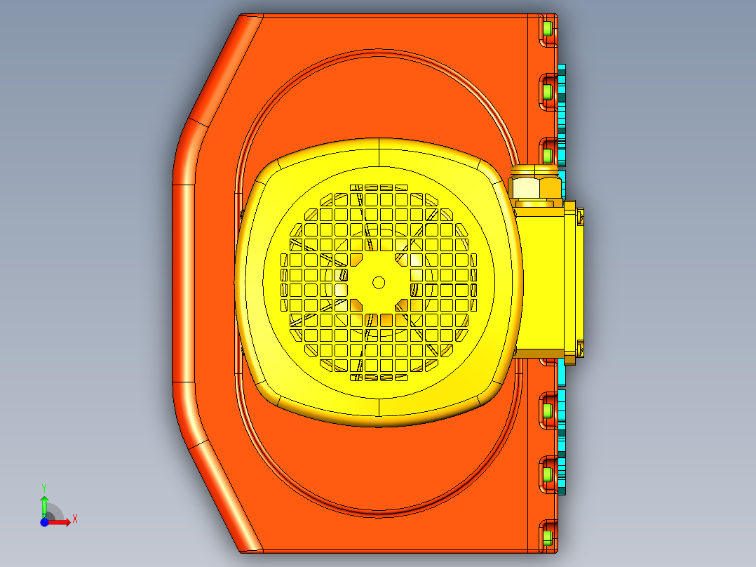 电机输出齿轮箱前视图