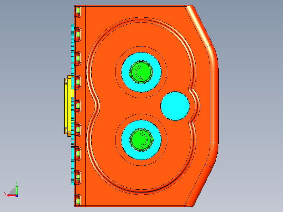 电机输出齿轮箱后视图