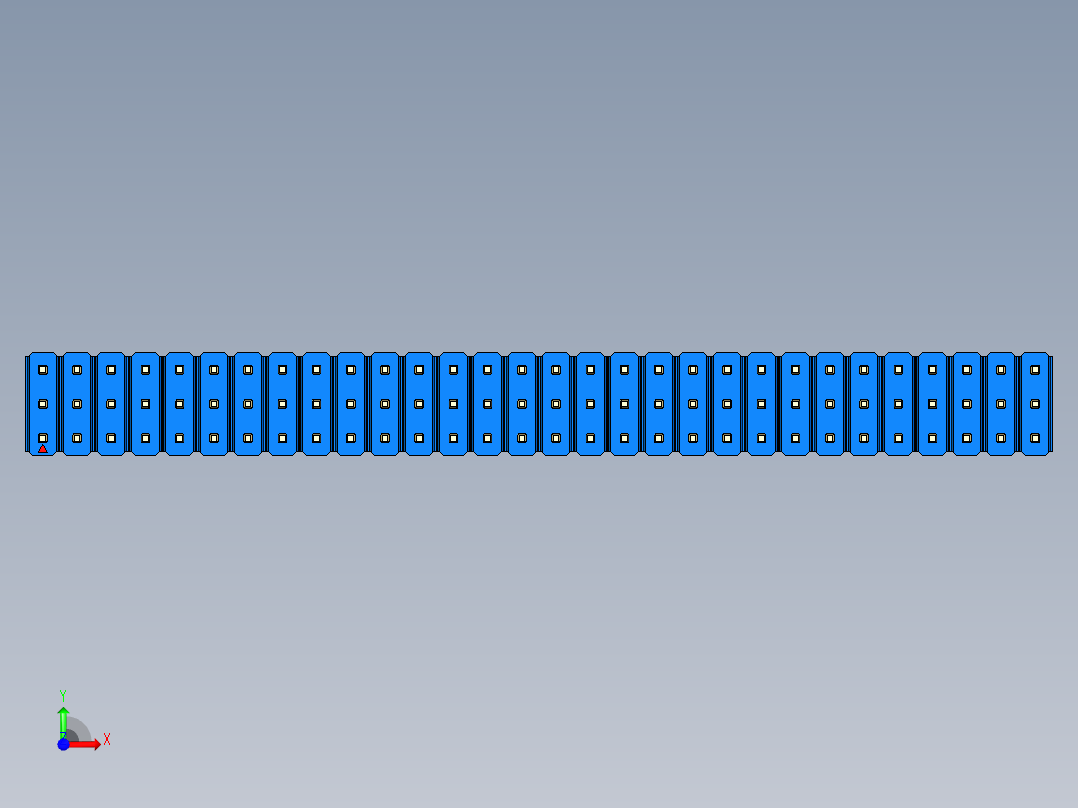 彩色公头100mil（2.54mm）系列-DS1021_blue_3x30p_100mil_Type5_rev1.0前视图