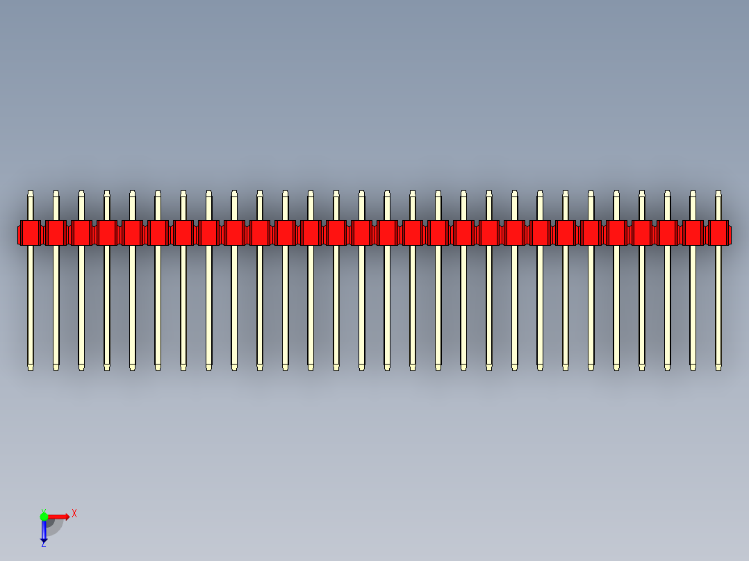 彩色公头100mil（2.54mm）系列-DS1021_red_1x28p_100mil_Type5_rev1.0俯视图