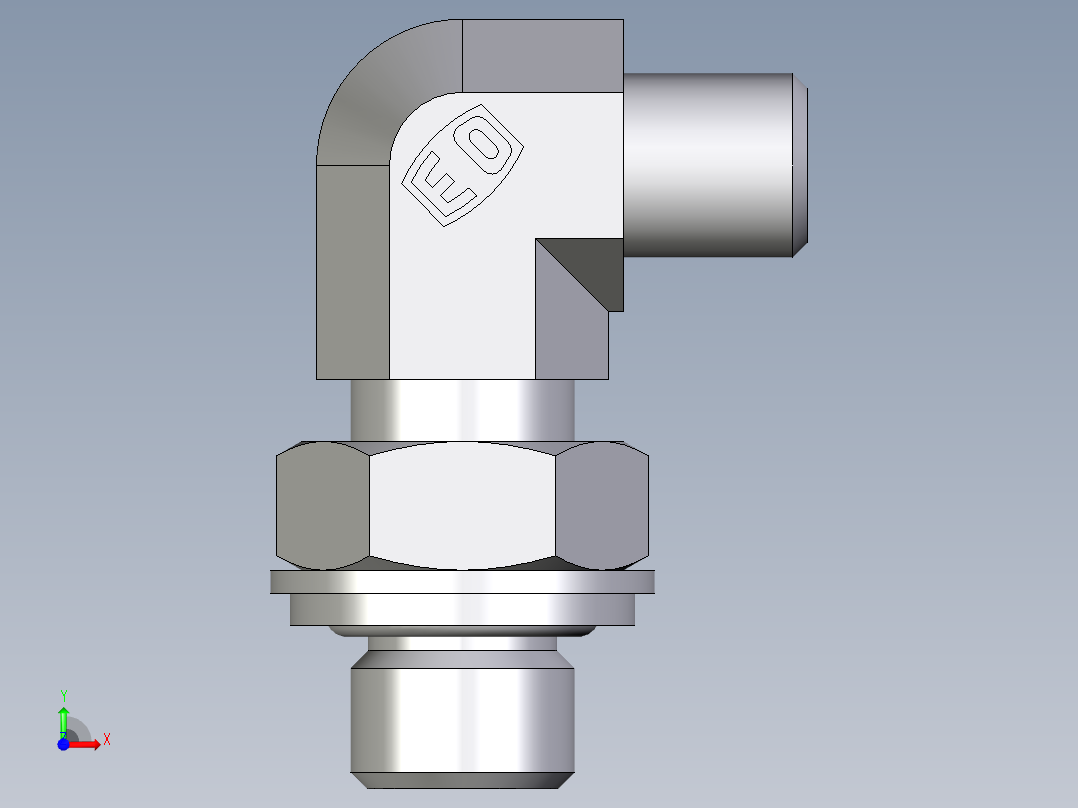卡套式工业通用硬管接头EO_Adjustable_Locknut_elbow_WEE04LLROMDCF前视图