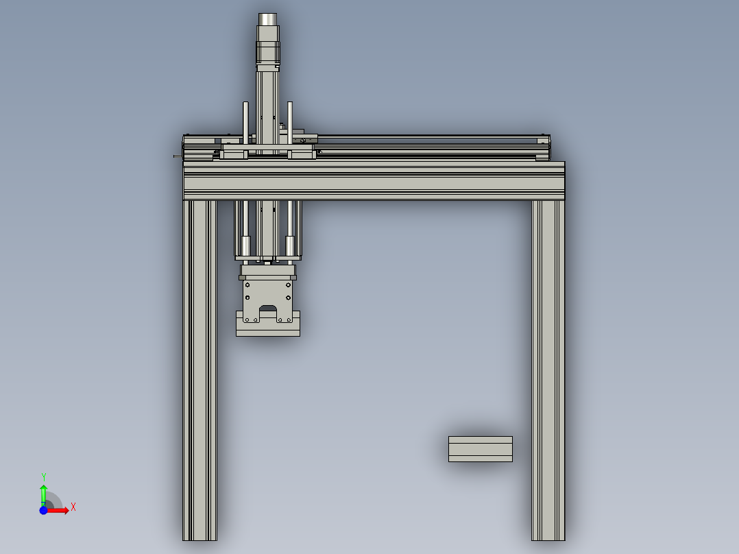 使用单轴机器人的中载传送组前视图