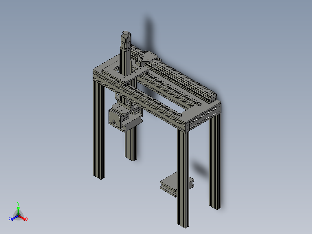 使用单轴机器人的中载传送组正等轴测图