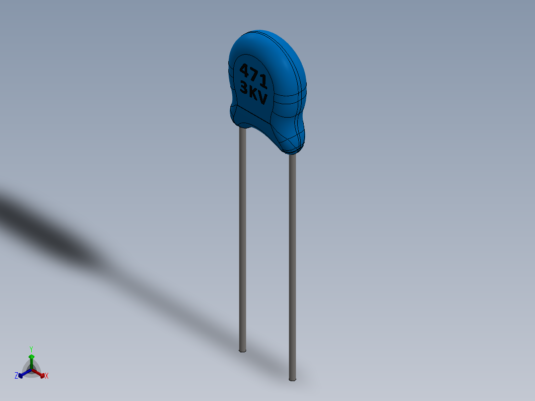 电容器 二极管 电阻器-Capacitor Ceramic 471 3KV 470pF正等轴测图