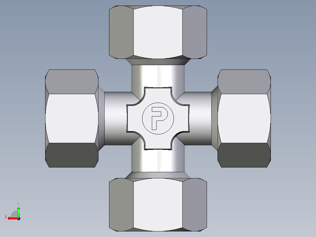卡套式工业通用硬管接头EO_Union_cross_K15ZLCF后视图
