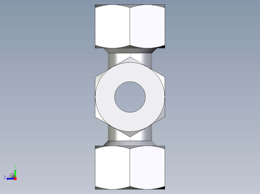 卡套式工业通用硬管接头EO_Union_cross_K15ZLCF右视图