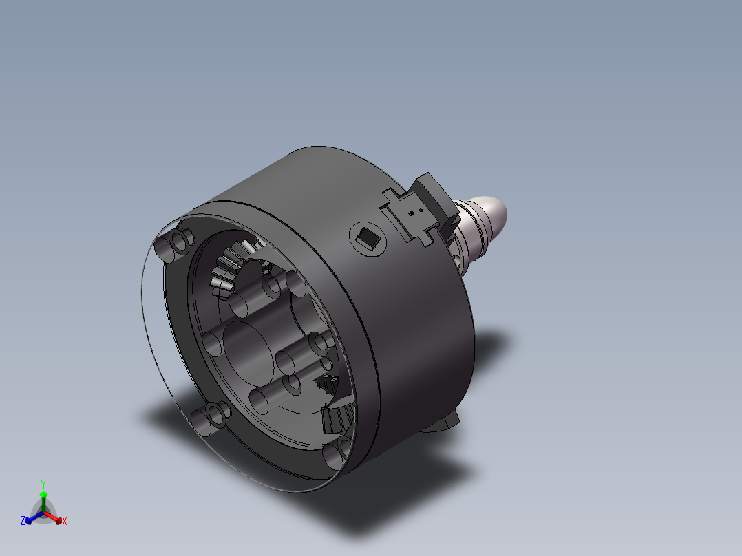 三爪卡盘装配正等轴测图